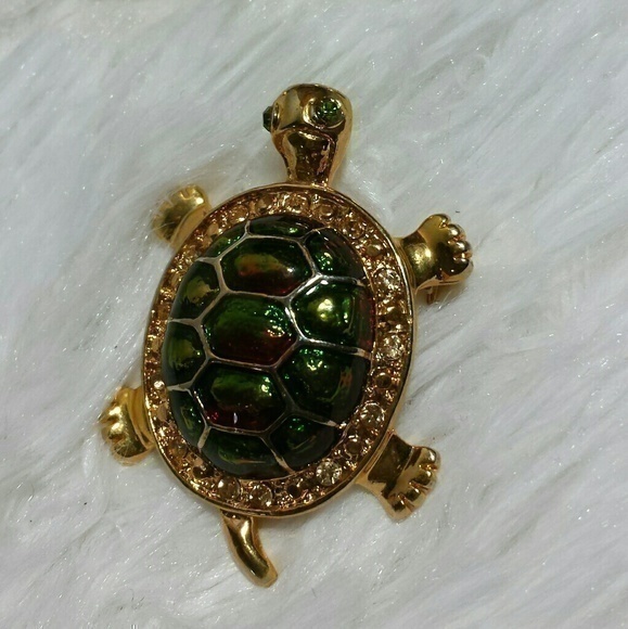 Vintage Turtle Gold Tone Brooch Pin - Picture 1 of 6